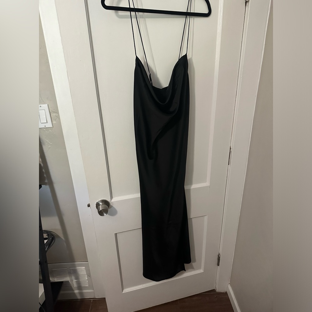Banana Republic Factory Black Slip Cowl Neck Dress
